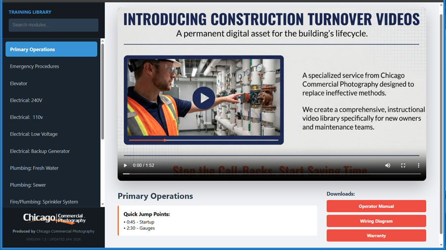 Construction Turnover Video Menu System